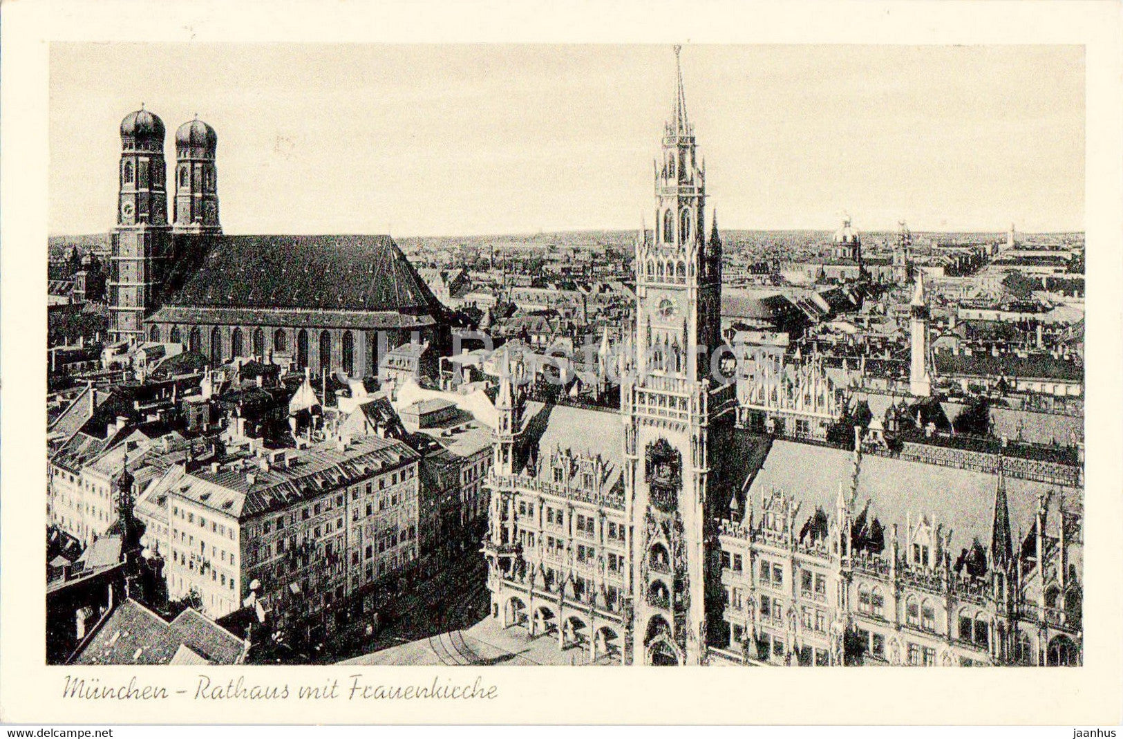Munchen - Munich - Rathaus mit Frauenkirche - church - 7 - old postcard - 1952 - Germany - used - JH Postcards