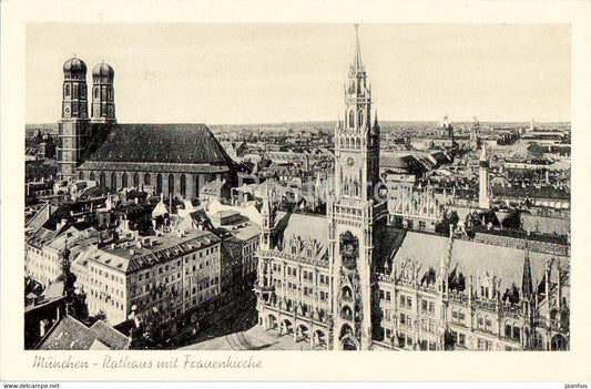 Munchen - Munich - Rathaus mit Frauenkirche - church - 7 - old postcard - 1952 - Germany - used - JH Postcards