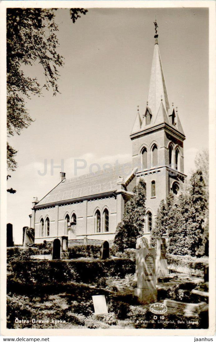 Ostra Grevie kyrka - church - old postcard - Sweden - used - JH Postcards
