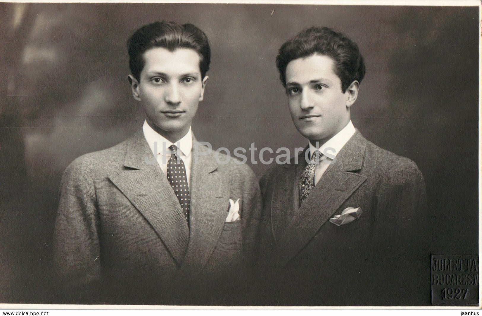 men - Julietta Bucarest - 1927 - old postcard - Romania - unused - JH Postcards