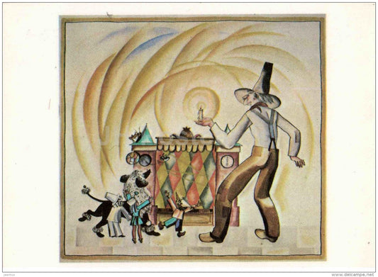 Karabas Barabas theatre - Golden Key - Pinocchio and Buratino - 1983 - Russia USSR - unused - JH Postcards