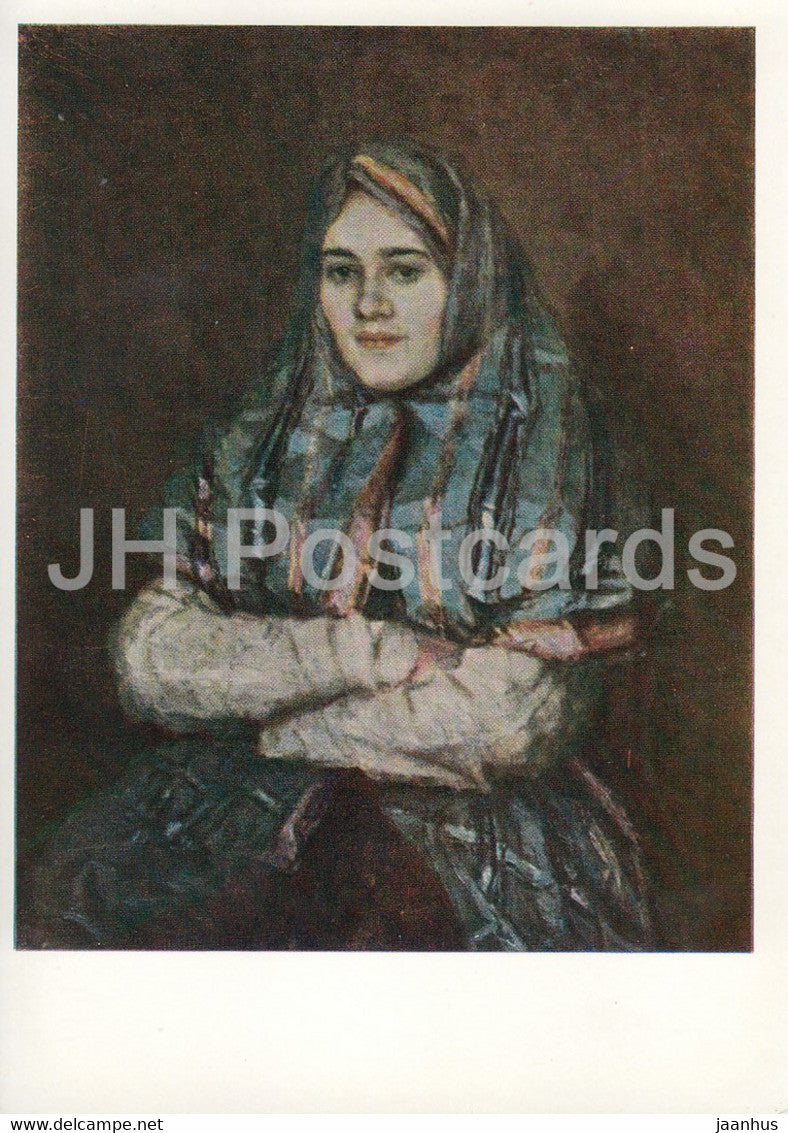 painting by V.  Surikov - Town Woman - Portrait of A. Yemelyanova - Russian art - 1971 - Russia USSR - unused - JH Postcards