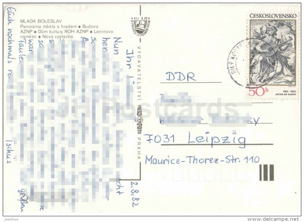 Mlada Boleslav - Lenin square - New constructions - Czechoslovakia - Czech - used 1982 - JH Postcards