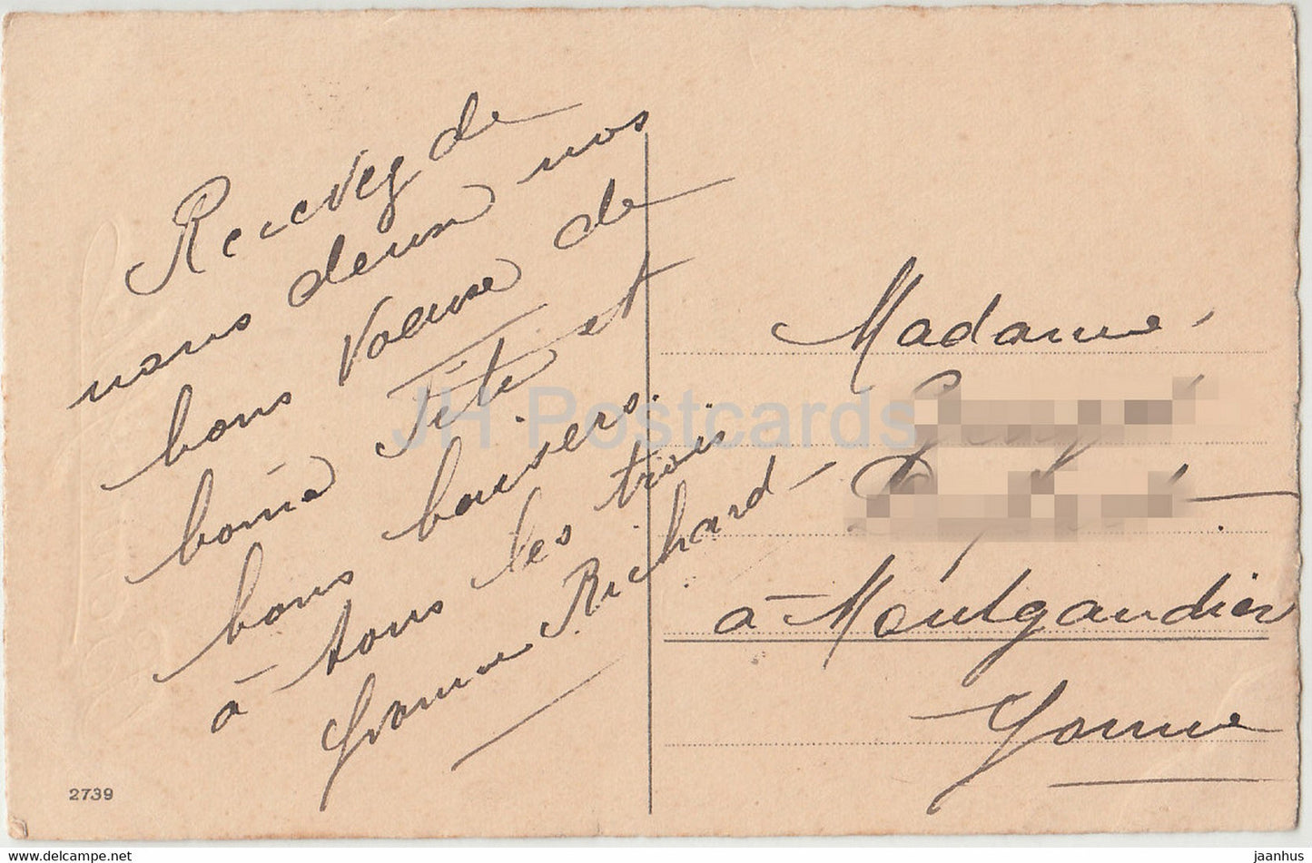 Geburtstagsgrußkarte - Bonne Fete - Blumen - Tulpen - 2739 - Illustration - alte Postkarte - Frankreich - gebraucht