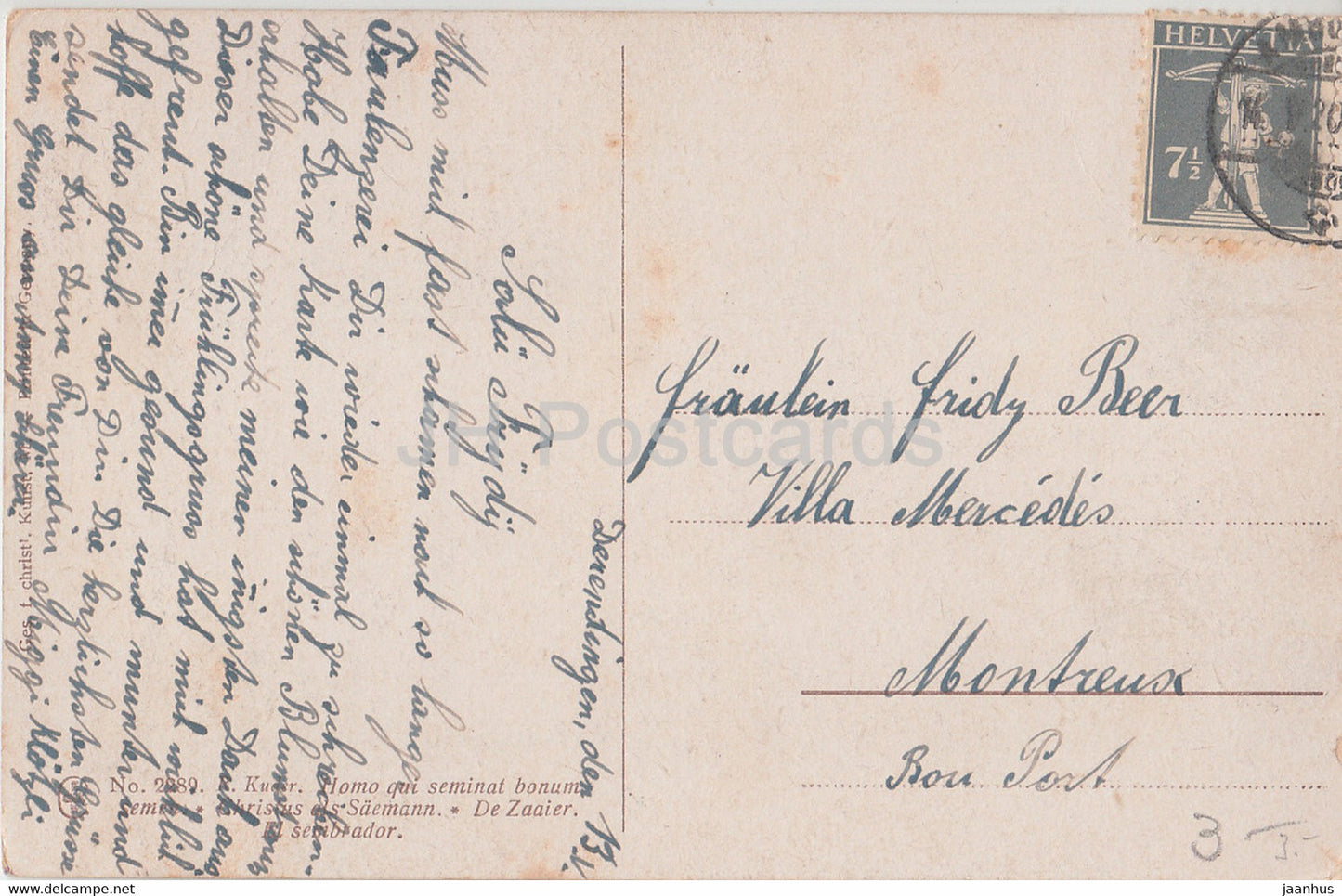 peinture de René Kuder - Homo qui seminat bonum - Jésus - Art français - 2289 - carte postale ancienne - Allemagne- utilisé