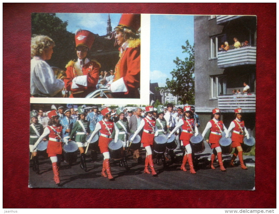 Musicians - drummers - festival - large format card - 1975 - Estonia USSR - unused - JH Postcards