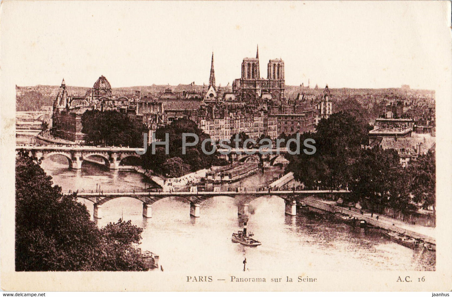 Paris - panorama sur la Seine - 16 - old postcard - France - unused - JH Postcards