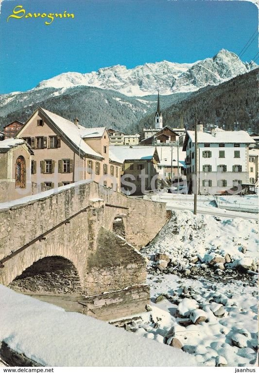 Savognin am Julierpass 1210 m mit Piz Mitgel - 1974 - Switzerland - used - JH Postcards