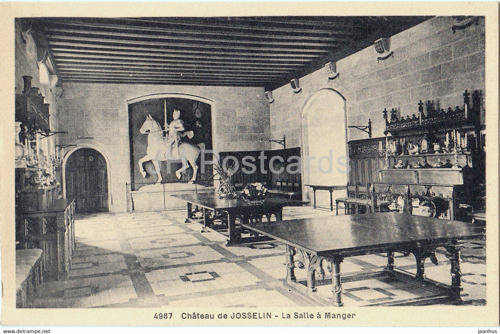 Chateau de Josselin - La Salle a Manger - castle - 4987 - old postcard - France - unused - JH Postcards