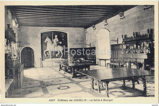 Chateau de Josselin - La Salle a Manger - castle - 4987 - old postcard - France - unused - JH Postcards