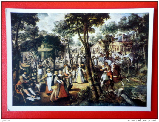 painting by Joachim Beuckelaer . Town Festival - flemish art - unused - JH Postcards