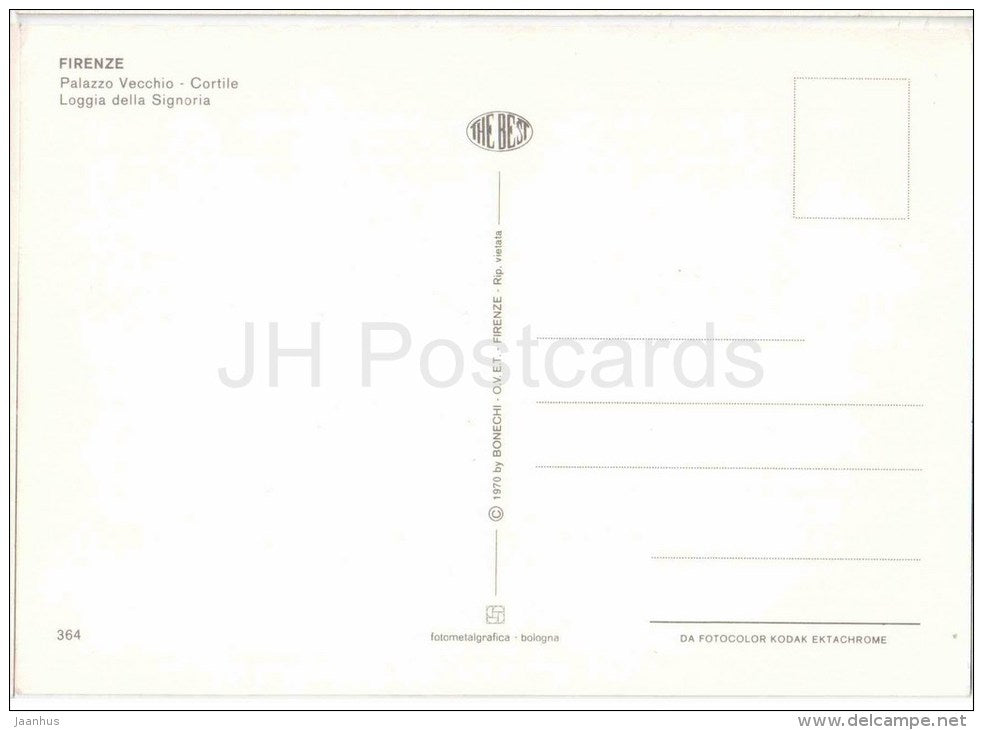 Palazzo Vecchio , Cortile , Loggia della Signoria - palace - Firenze - Toscana - 364 - Italia - Italy - unused - JH Postcards