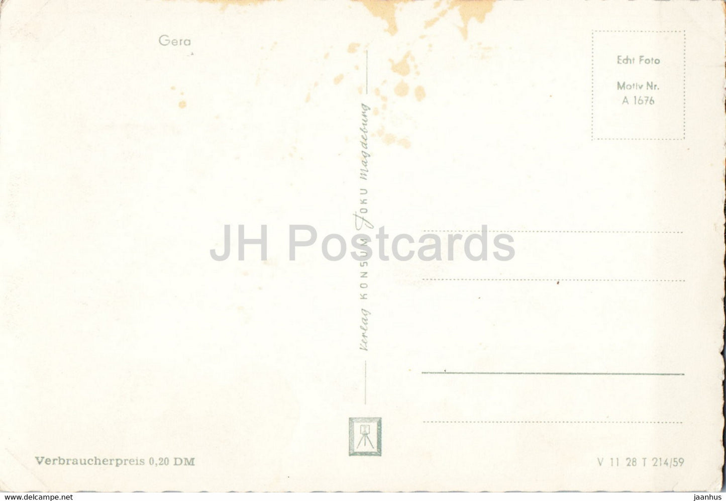 Gera - Simsonbrunnen - Am Puschkinplatz - Theater - Museum - old postcard - Germany DDR - unused