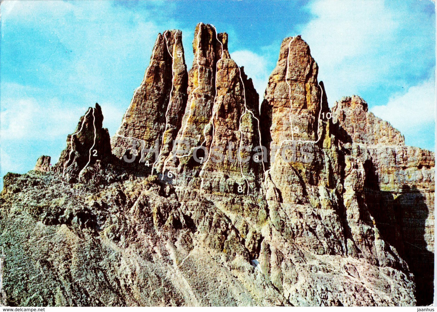 Dolomiti - Gruppo del Catinaccio - Torri di Vajolet 2821 m - Spigolo Piz Piaz - Via Rossi - 1978 - Italy - used - JH Postcards