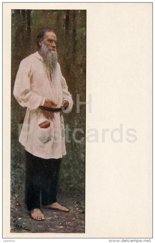 painting by I. Repin - Leo Tolstoy - Russian Writers - 1969 - Russia USSR - unused - JH Postcards