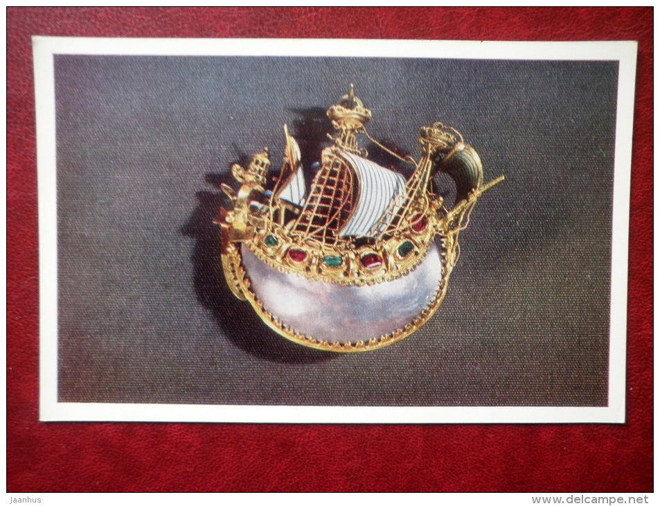 Pendant - Caravel , Italy , 16th century - sailing ship - Western European Jewelry - 1971 - Russia USSR - unused - JH Postcards