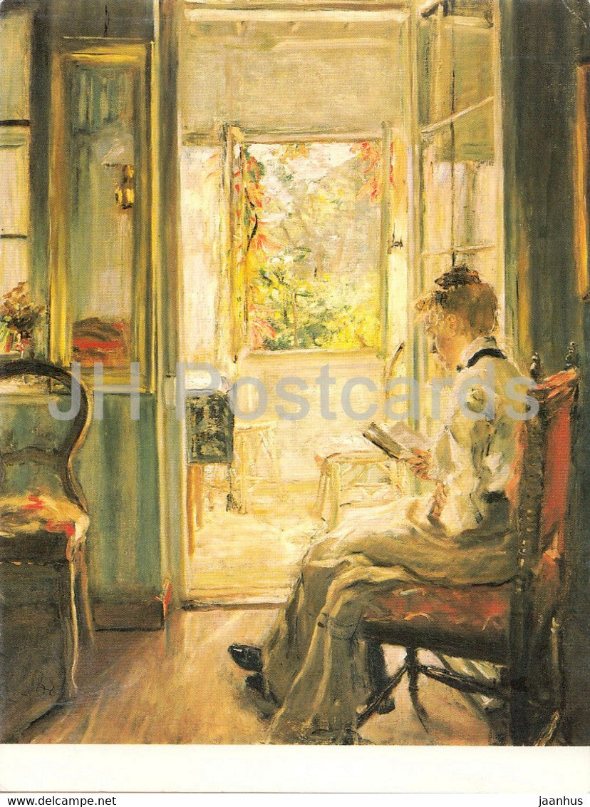 painting by Fritz von Uhde - In der Verandatur - On the Door sill of the Veranda - German art - Germany - used - JH Postcards