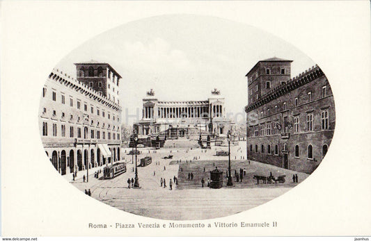 Roma - Rome - Piazza Venezia e Monumento a Vittorio Emanuele II - tram - 86 - old postcard - Italy - unused - JH Postcards