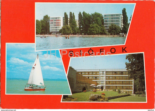 Siofok - sailing boat - hotel - multiview - 1979 - Hungary - used - JH Postcards