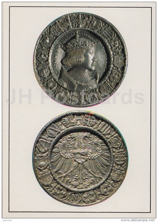 Medal of Charles V (Karl V) , 1521 . Germany - Renaissance Medals - 1987 - Russia USSR - unused - JH Postcards