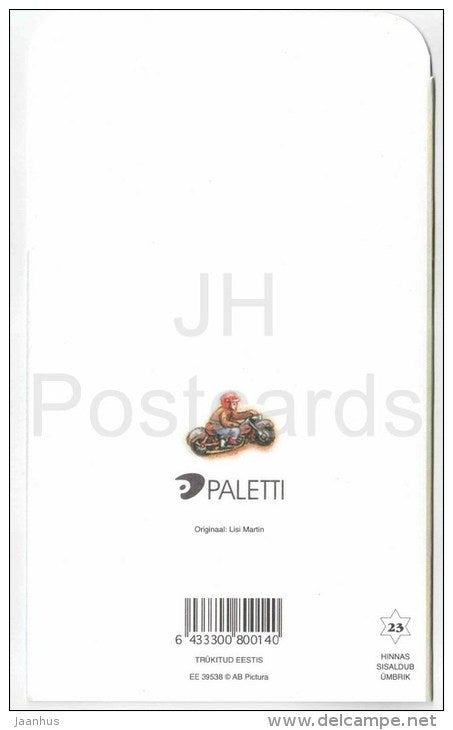 illustration by Lisi Martin - signed - birthday greeting card - poem - boy - writing - birds - football - unused - JH Postcards