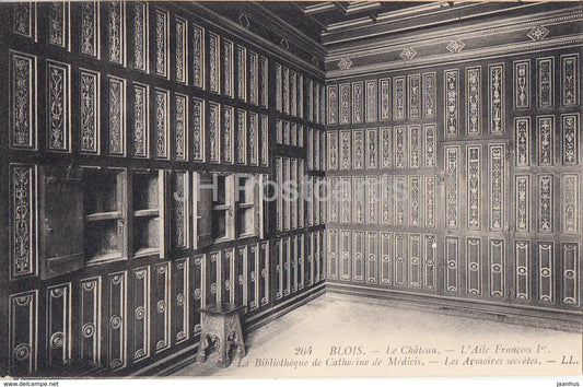 Blois - Le Chateau - L'Aile Francois Ier - La Bibliotheque de Catherine de Medicis - old postcard - France - unused