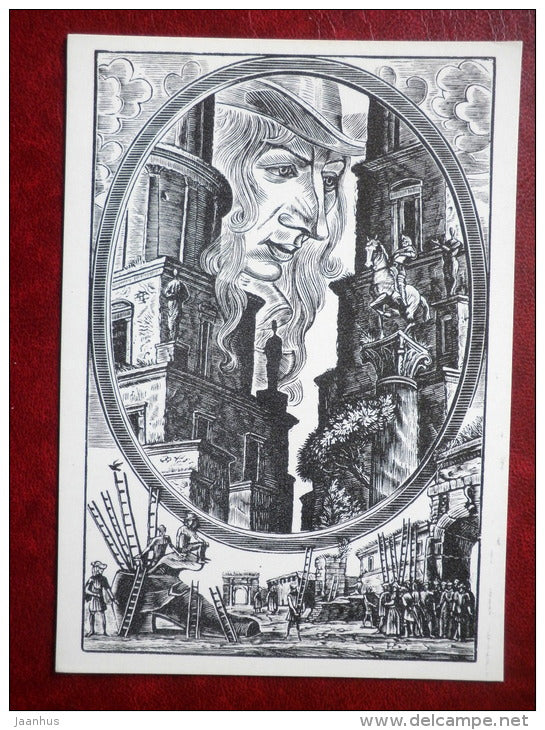 Mildendo - Gulliver's Travels by Jonathan Swift - book - engravings by S. Harlamov - Russia USSR - 1976 - unused - JH Postcards