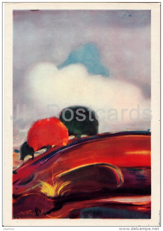 painting by S. Roerich - Landscape . Monsoon Clouds , 1958 - Russian art - 1960 - Russia USSR - unused - JH Postcards