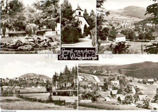 Gruss aus dem Ost Erzgebirge - Kurort Barenfels - Oberbarenburg - Altenberg - Schellerau - Germany DDR - unused - JH Postcards