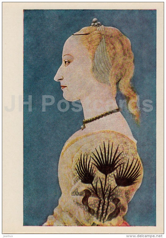 Painting by Alesso Baldovinetti - Lady in Yellow - Italian art - 1968 - Russia USSR - unused - JH Postcards