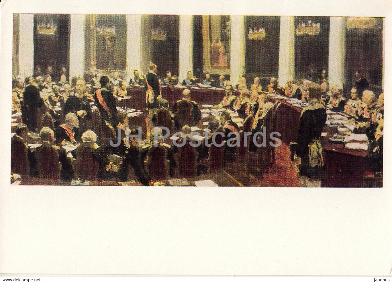 painting by I. Repin - Session of the State Council , sketch - Russian art - 1966 - Russia USSR - unused - JH Postcards