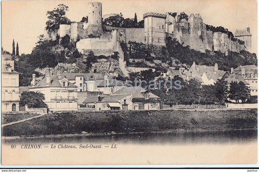 Chinon - Le Chateau - Sud Ouest - castle - 60 - old postcard - France - unused - JH Postcards