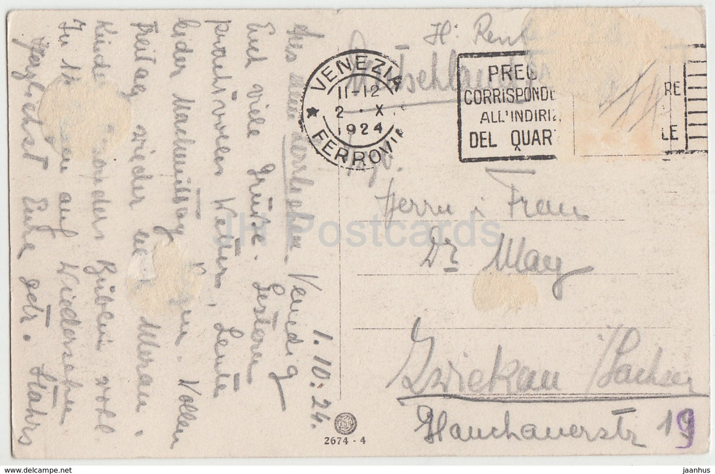 Venezia - Venice - Piazza e Chiesa S Marco e Campanile - square - church - old postcard - 1924 - Italy - used