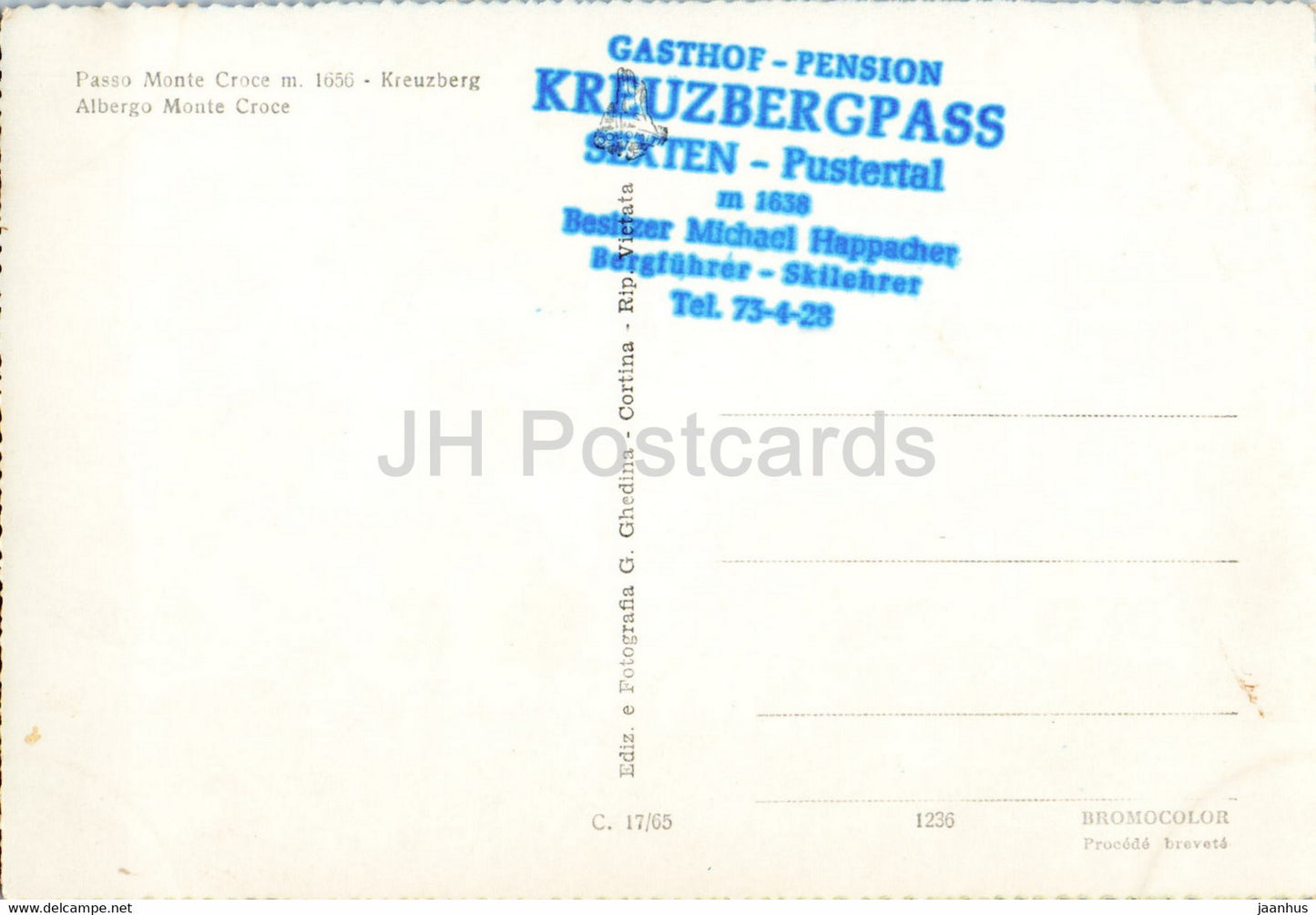 Passo Monte Croce 1656 m - Kreuzberg Albergo Monte Croce - alte Ansichtskarte - Italien - unbenutzt