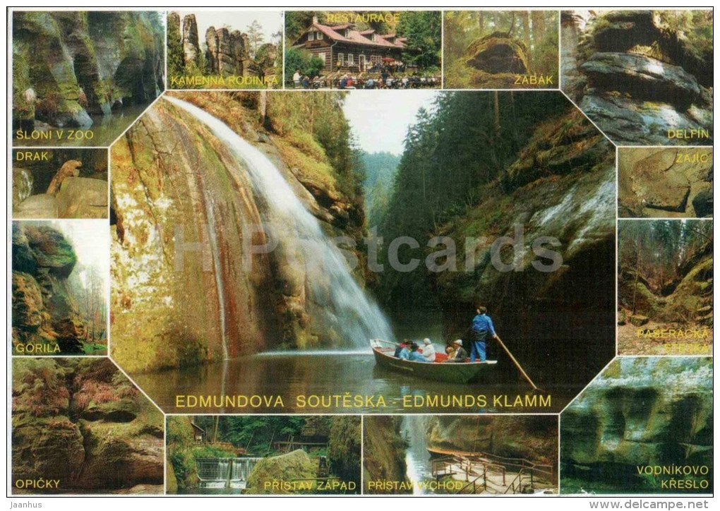 Edmundova souteska - Edmunds Klamm - Böhmische Schweiz - boat - gorge - Czech Rwpublic - 2001 - unused - JH Postcards