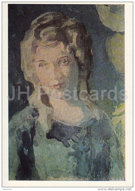 painting by V. Borisov-Musatov - Lady in a Blue - Russian art - 1967 - Russia USSR - unused - JH Postcards