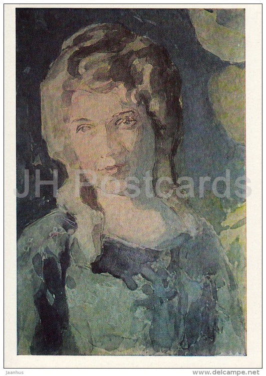 painting by V. Borisov-Musatov - Lady in a Blue - Russian art - 1967 - Russia USSR - unused - JH Postcards