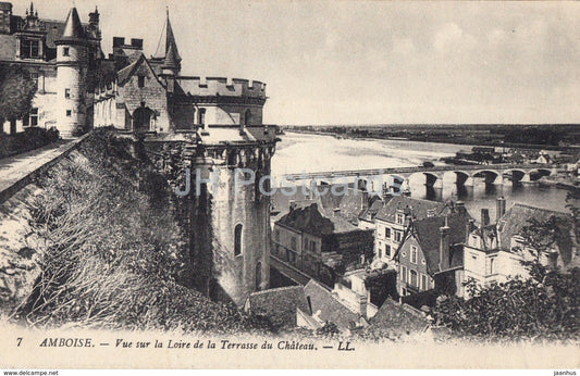 Amboise - Vue sur la Loire de la Terrasse du Chateau - castle - 7 - old postcard - France - unused