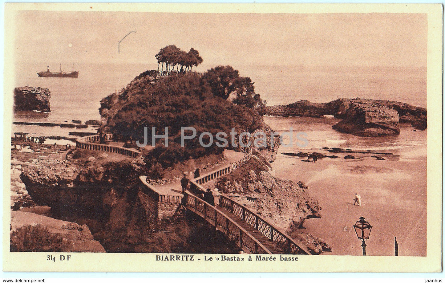 Biarritz - Le Basta a Maree basse - 314 - old postcard - France - unused - JH Postcards