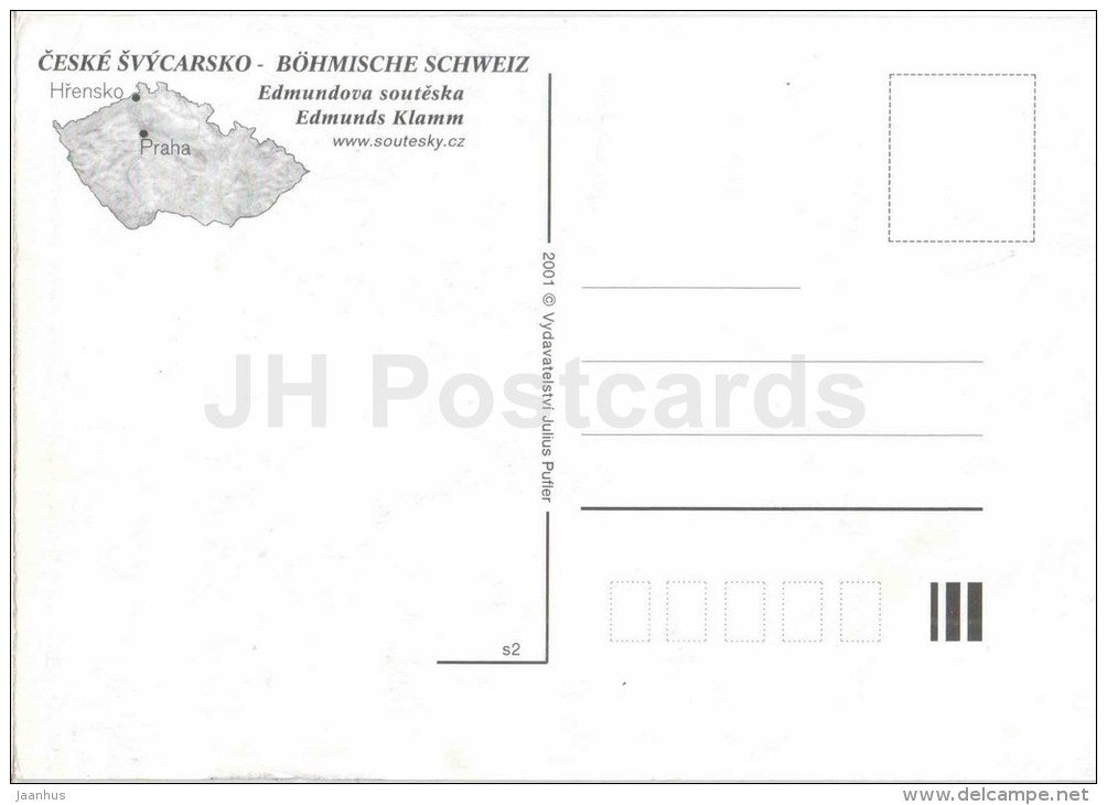 Edmundova souteska - Edmunds Klamm - Böhmische Schweiz - boat - gorge - Czech Rwpublic - 2001 - unused - JH Postcards