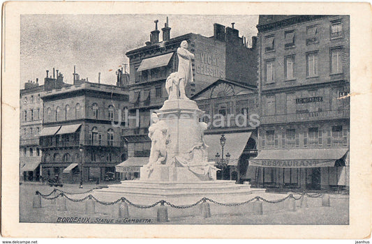 Bordeaux - Statue de Gambetta - 1909 - old postcard - France - used - JH Postcards