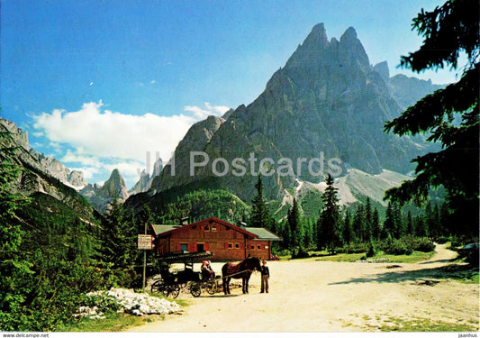 Dolomiti - Talschlusshutte Fischleinboden - Rifugio Fondo Valle Fiscalina - Einserkofel - horse - 2000 - Italy - used - JH Postcards