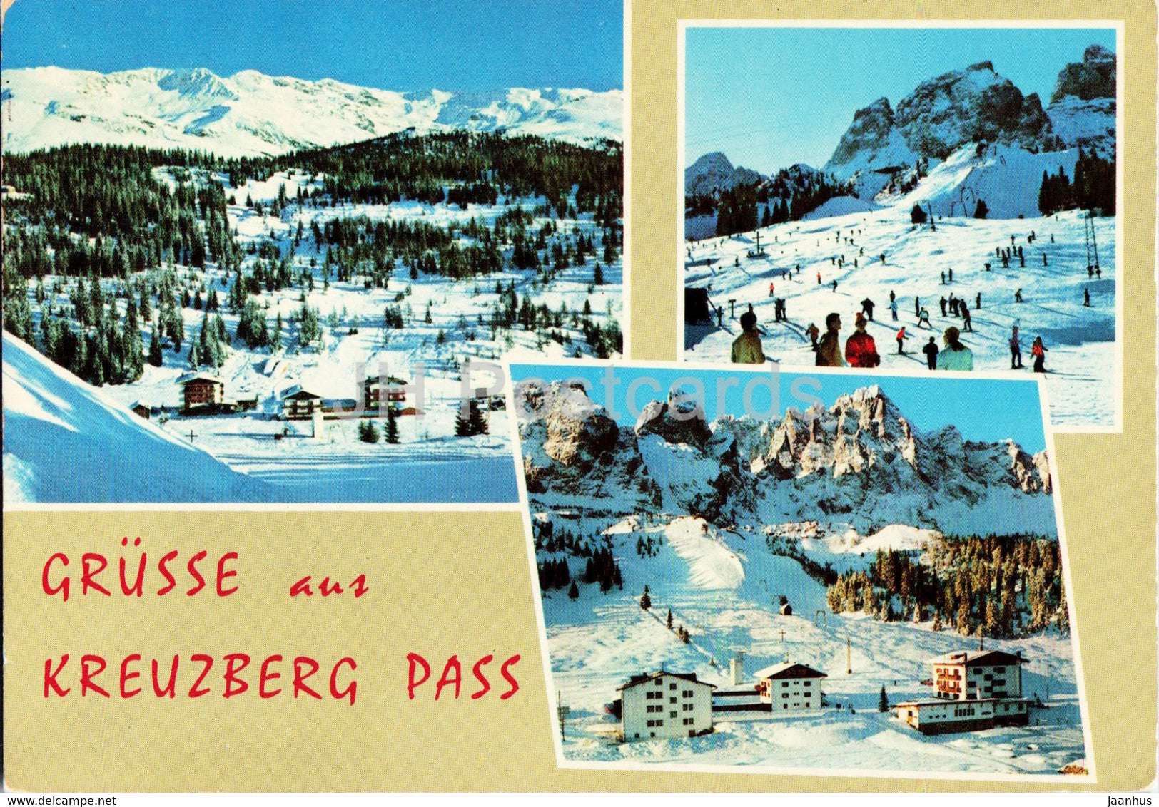 Grusse aus Kreuzberg Pass - multiview - Italy - used - JH Postcards