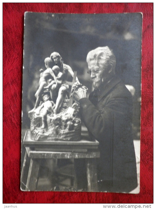 sculptor - Amandus Adamson in his studio in Baltiski ( Paldiski ) - sculpture - circulated in Estonia 1927 - used - JH Postcards