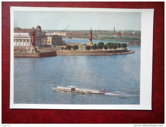 Spit of Vasilyevsky Island - passenger boat - St. Petersburg - Leningrad  - 1960 - Russia USSR - unused - JH Postcards