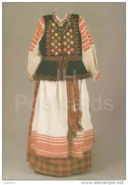 Woman´s Dress , XX century - folk costumes - 1986 - Belarus USSR - unused - JH Postcards
