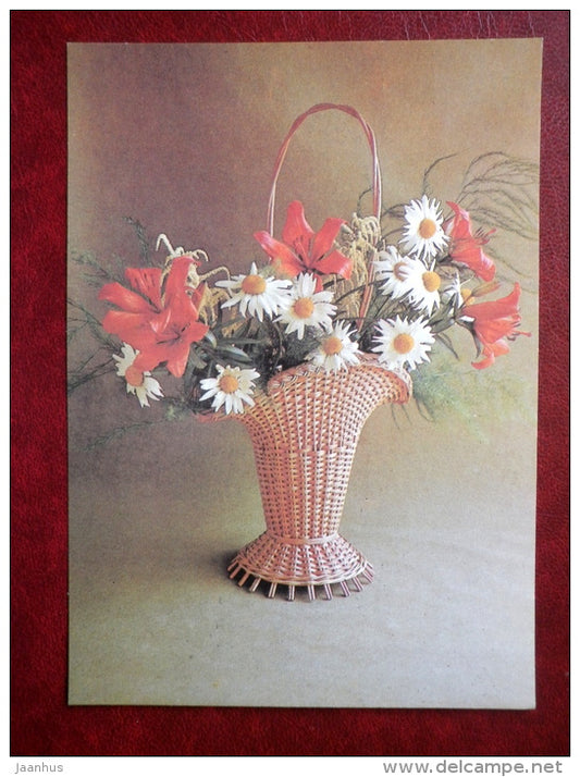 daisy , lily - 1985 - Russia USSR - unused - JH Postcards
