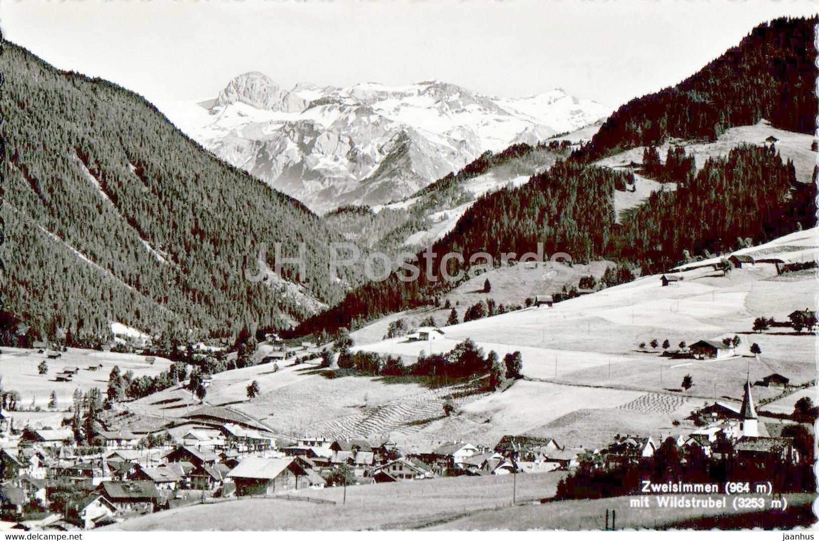Zweisimmen 964 m - Wildstrubel 3253 m - 1938 - old postcard - Switzerland - used - JH Postcards