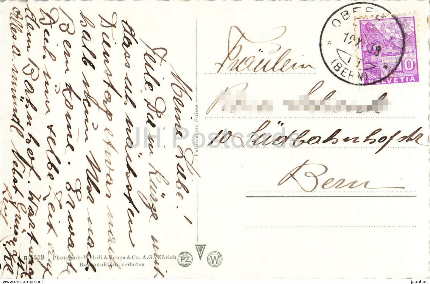 Zweisimmen 964 m - Wildstrubel 3253 m - 1938 - carte postale ancienne - Suisse - occasion