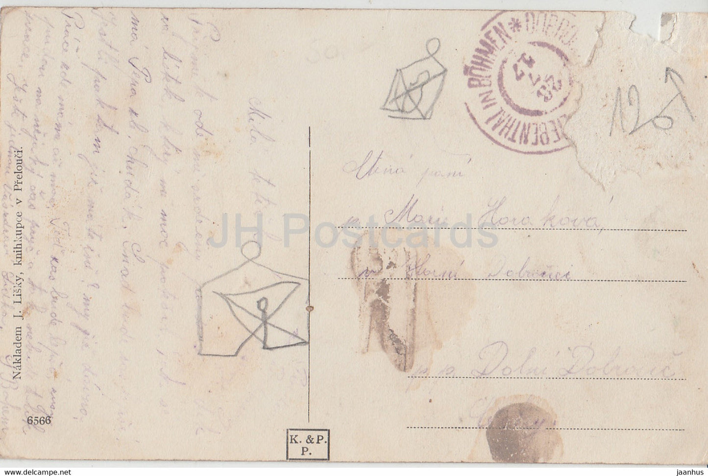 Vyrov - carte postale ancienne - 1917 - République tchèque - utilisé